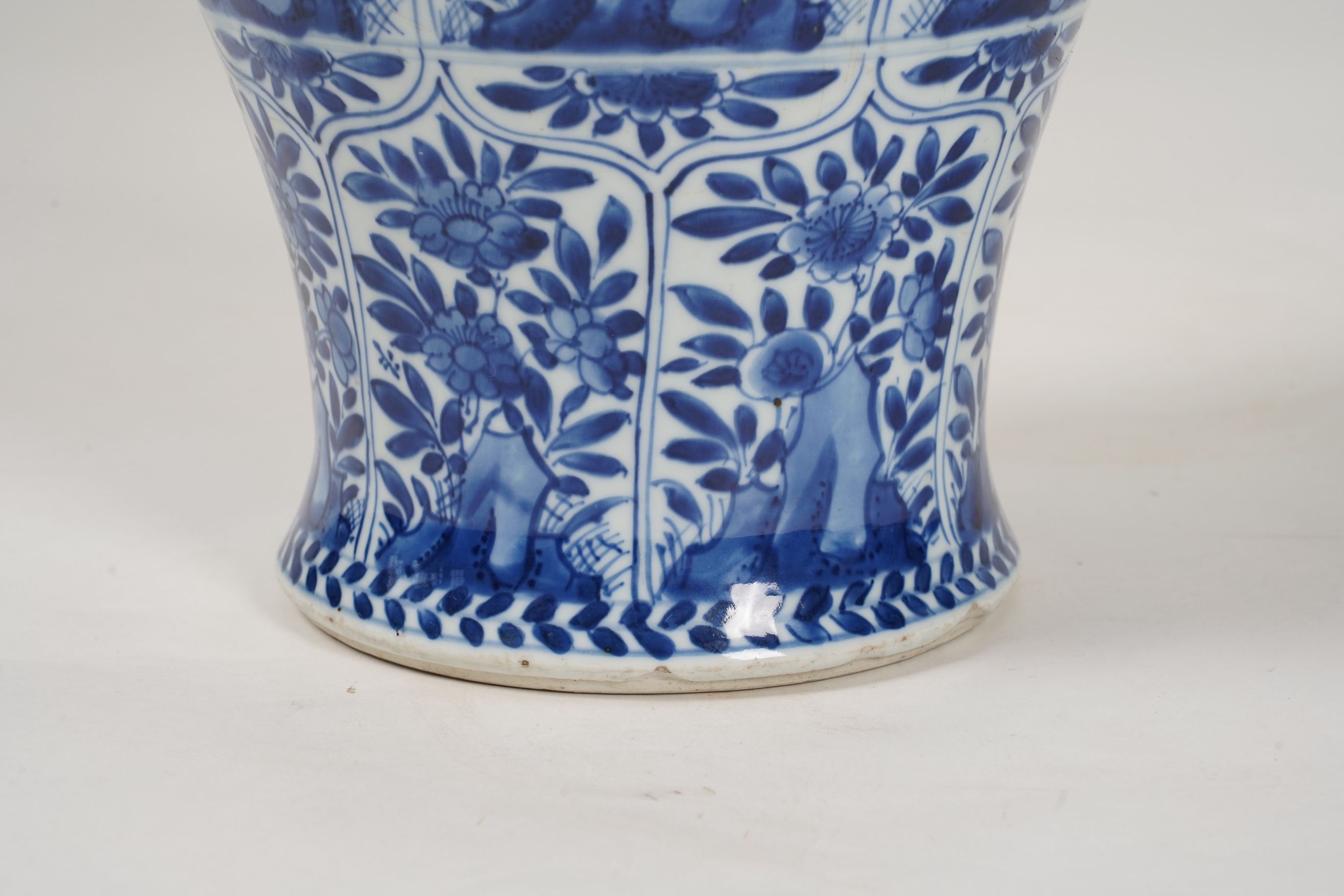 A Chinese blue and white ‘panelled flowers’ baluster vase, Kangxi period (1662-1722)